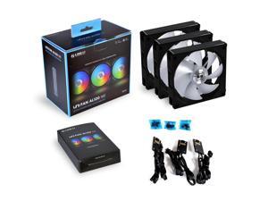 Lianli UNI fan AL120 daisy chain 3 packs black with controller (ARGB 120mm LED PWM daisy chain) UF-AL120-3B PC cooling computer ARGB case fan heat sink (black)