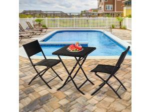 3PC Outdoor Furniture Po Rattan Wicker Set Sectional Chair Table Garden Yard 3PC Outdoor Furniture Po Rattan Wicker Set Sectional Chair Table Garden Yard