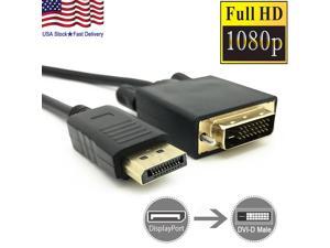 6 Feet Gold Plated DisplayPort DP to DVI-D Male Dual Link Cable Adapter 1080p 6 Feet Gold Plated DisplayPort DP to DVI-D Male Dual Link Cable Adapter 1080p