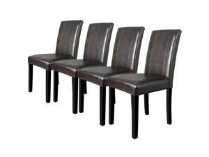 Dining Parson Chairs High Brown PU Leather Set of 4 Elegant Design Home Kitchen Dining Parson Chairs High Brown PU Leather Set of 4 Elegant Design Home Kitchen