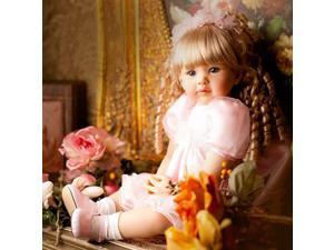 24" Golden Hair Lifelike Toddler Doll Silicone Vinyl Reborn Newborn Xmas Gifts