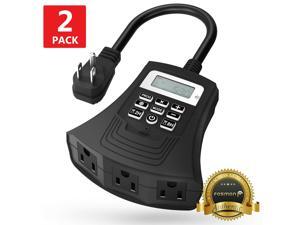 2x Outdoor Outlet Timer Waterproof Heavy Duty Digital Light Sensor Indoor 7 Day 2x Outdoor Outlet Timer Waterproof Heavy Duty Digital Light Sensor Indoor 7 Day