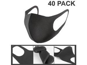 40 PCS Face Mask Black Washable Reusable Breathable Unisex Masks Cotton