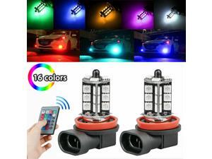 2pcs H11 H9 H8 27SMD 5050 16Color RGB LED Fog Lights Driving Bulbs Lamp + Remote 2pcs H11 H9 H8 27SMD 5050 16Color RGB LED Fog Lights Driving Bulbs Lamp + Remote