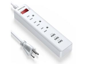 Multi Outlets Flat Plug Power Strip Smart Surge Protector with Extension Cord US