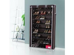 Portable 10 Tiers Shoe Rack Shelf Storage Closet Home Organizer Cabinet w/ Cover