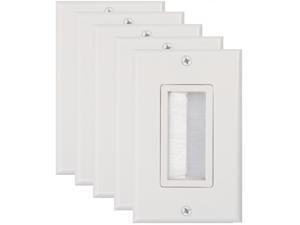 Buyer's Point Brush Wall Plate [UL Listed], Decora Style, Cable Pass Through Insert for Wires, Single Gang Cable Access Strap, Wall Socket for HDTV, HDMI, Home Theater Systems Pack of 5 White