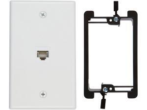 Buyer's Point 1 Port Cat6 Wall Plate, Female-Female with Single Gang Low Voltage Mounting Bracket Device 1 Port White Buyer's Point 1 Port Cat6 Wall Plate, Female-Female with Single Gang Low Voltage Mounting Bracket Device 1 Port White