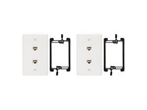 Buyer's Point 2 Port Cat6 Wall Plate, Female-Female with Single Gang Low Voltage Mounting Bracket Device Pack of 2 White 2 Port Buyer's Point 2 Port Cat6 Wall Plate, Female-Female with Single Gang Low Voltage Mounting Bracket Device Pack of 2 White 2 Port