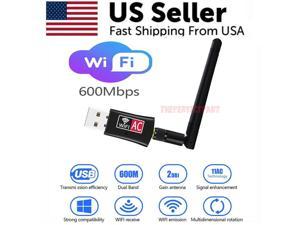 600Mbps Wireless USB Wifi Adapter Dongle Dual Band 2.4G/5GHz W/Antenna 802.11AC