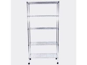 65 x36 x14" 5 Tier Shelf Brackets Adjustable Wire Metal Shelving Rack w/Rolling 65 x36 x14" 5 Tier Shelf Brackets Adjustable Wire Metal Shelving Rack w/Rolling
