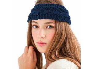 Dark Blue Women Winter Crochet Knit Knitted Wool Hat Headband Headwrap Ear Band Dark Blue Women Winter Crochet Knit Knitted Wool Hat Headband Headwrap Ear Band