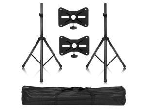 2 Two Pro Audio DJ PA Speaker Stands Adjustable Tripod Pole Mount with Carry Bag