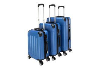 New Blue 3 Pieces Travel Luggage Set Bag ABS Trolley Carry On Suitcase TSA Lock