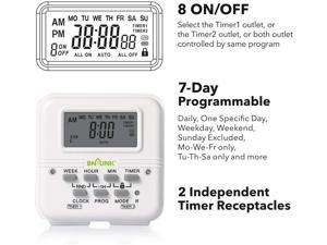 7 Day Heavy Duty Digital independent Programmable Timer Dual two Outlet