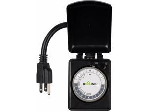Compact Outdoor Mechanical 24 Hour Programmable Dual Outlet Timer