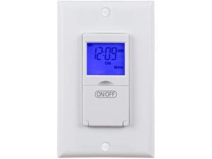 7 Day Programmable In-Wall Timer Switch Digital with Blue Light, 3 way