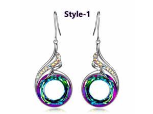 Gorgeous 925 Silver Drop Earrings for Women Crystal Jewelry A Pair/set
