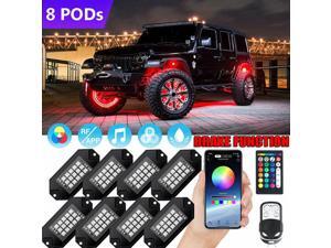 8 pods RGB LED Rock Lights Kit Underbody Neon Light Bluetooth App Music 8 pods RGB LED Rock Lights Kit Underbody Neon Light Bluetooth App Music