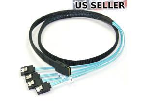 2x Mini SAS to 4-SATA SFF-8087 Multi-Lane Forward Breakout Internal Cable 3 Feet