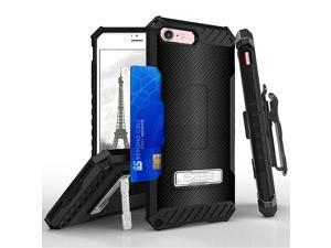 For iPhone 8, 7 Armor Tri Shield Protector Clip Case Carbon Fiber