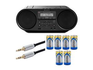 Sony ZSRS60BT CD Boombox with Bluetooth and NFC (Black) with 10ft AUX Cable and 6 C Batteries Sony ZSRS60BT CD Boombox with Bluetooth and NFC (Black) with 10ft AUX Cable and 6 C Batteries