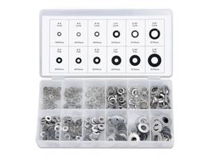 Neiko 50400A Stainless Steel Split Lock and Flat Washer Assortment | 350-Piece Pack Set