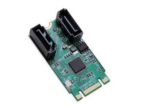 I/O Crest M.2 B+M Key 22x42 PCIe Bus to 2 Ports SATA 6 G III RAID Controller Adapter Card Chipset ASM1061R