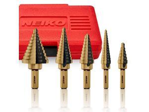 5 Piece Set with Carrying Case Neiko 10218A Countersink Drill Bit Set 1/4” Tri-Flat Shank 1/4”-3/4” M2 High Speed Steel 