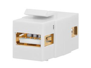 Cmple - USB 2.0 Keystone Jack A Female to A Female Coupler Extension Keystone Jack Adapter Flush Type, USB Type-A to USB Type-A Female Adapter - White Cmple - USB 2.0 Keystone Jack A Female to A Female Coupler Extension Keystone Jack Adapter Flush Type, USB Type-A to USB Type-A Female Adapter - White