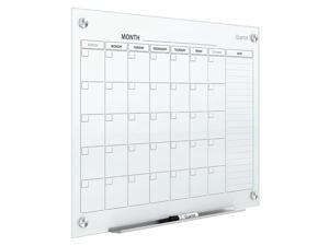 Quartet Magnetic Whiteboard Calendar, 3 x 2, Glass Dry Erase White Board Planner for Homeschool Supplies & Home Office Organization, 2 Magnets, 1 Dry Erase Marker, Frameless Infinity (GC3624F)