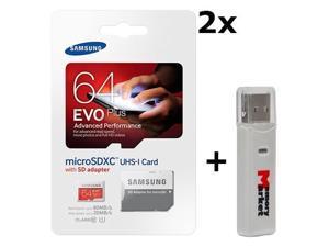 128GB - 2X Samsung Evo Plus 64GB MicroSD XC Class 10 UHS-1 80mb/s Mobile Memory Card 64G MB-MC64DA with Adapter and USB 2.0 MemoryMarket Dual Slot MicroSD & SD Memory Card Reader 128GB - 2X Samsung Evo Plus 64GB MicroSD XC Class 10 UHS-1 80mb/s Mobile Memory Card 64G MB-MC64DA with Adapter and USB 2.0 MemoryMarket Dual Slot MicroSD & SD Memory Card Reader