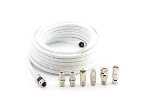 THE CIMPLE CO - Digital Coaxial Cable Kit with Universal Ends -RG6 Coax Cable and six (6) Piece Adapter Kit Includes Male Female RCA BNC F81, and Barrel Connectors - White, 25 Feet THE CIMPLE CO - Digital Coaxial Cable Kit with Universal Ends -RG6 Coax Cable and six (6) Piece Adapter Kit Includes Male Female RCA BNC F81, and Barrel Connectors - White, 25 Feet