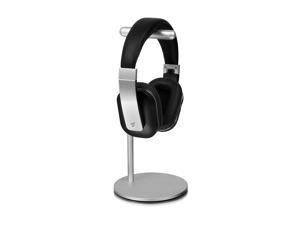 Aluratek AUHS01F Universal Headphone Stand - Earphone Hanger, On-Ear Headphone,DJ & Gaming Headsets,USB Cables, Silver, Sturdy-Aluminum