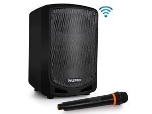 Portable Bluetooth PA Speaker System - Indoor Outdoor Karaoke Sound System w/Wireless Mic, Audio Recording, Rechargeable Battery, USB/SD Reader, Stand Mount, for Party, Crowd Control - Pyle