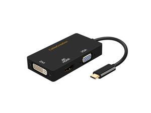 CableCreation 3 in 1 USB Type C Male to DVI + HDMI 4K + VGA Female Adapter, Compatible with MacBook Pro,iPad Pro/MacBook Air 2018,Chromebook Pixel,XPS 13/15,(Thunderbolt 3 Compatible), Black/10 cm CableCreation 3 in 1 USB Type C Male to DVI + HDMI 4K + VGA Female Adapter, Compatible with MacBook Pro,iPad Pro/MacBook Air 2018,Chromebook Pixel,XPS 13/15,(Thunderbolt 3 Compatible), Black/10 cm