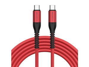 LENTION USB C to USB C Cable 6.6ft 60W, Type C 20V/3A Fast Charging Braided Cord Compatible 2020-2016 MacBook Pro, New iPad Pro/Mac Air/Surface, Samsung Galaxy S20/S10/S9/S8/Plus/Note, More (Red)