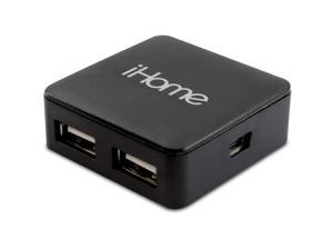 iHome IH-U200B Center Link 4 Port Travel USB Hub (Black)