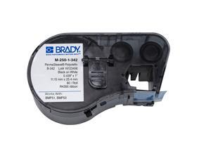 Brady M-250-1-342 Polyolefin B-342 Black on White Label Maker Cartridge, 7/16" Width x 1-1/64" Height, For BMP51/BMP53 Printers