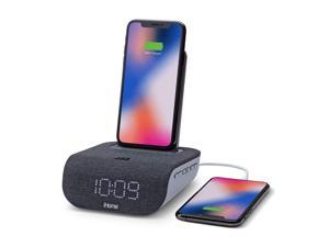 iHome iBTW20 TIMEBASE Dual Charging Bluetooth Alarm Clock with Wireless and USB Charging (Black)