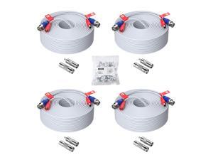 ZOSI 4 Pack 150ft (45 Meters) All-in-One Video Power Cable, BNC Extension Surveillance Camera Cables for Video Security DVR Camera Systems (Included 4X BNC Connectors and 4X RCA Adapters)-White Color ZOSI 4 Pack 150ft (45 Meters) All-in-One Video Power Cable, BNC Extension Surveillance Camera Cables for Video Security DVR Camera Systems (Included 4X BNC Connectors and 4X RCA Adapters)-White Color