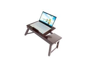 Wood Flower Style Folding Lap Desk Tray Table Drawer Bed Food Laptop Brown Color 