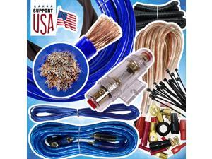 Usa 4 Gauge Cable 2500W Complete Car Amplifier Installation Power Amp Wiring Kit 4 Ga Blue For Car Stereo