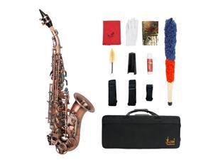 LADE S97 Soprano Saxophone Brass B flat Vintage Style Abalone Red Antique LADE S97 Soprano Saxophone Brass B flat Vintage Style Abalone Red Antique