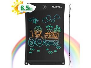 85 Inches Colorful Doodle Board Kids Toys LCD Screen Writing Tablet with Lock Function Magnetic Drawing Board Erasable Doodles Notepad Gifts for Ages 3+ Black with Lanyard