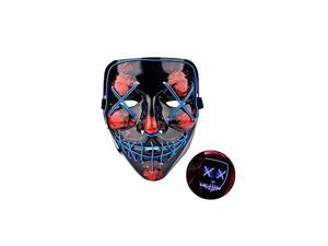 Halloween Mask Cosplay LED Light up Purge Mask for Festival Party Blue