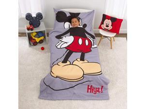Mickey Mouse Grey Red Yellow amp Black 4Piece Toddler Bed Set with Comforter Fitted Bottom Sheet Flat Top Sheet amp Standard Size Pillowcase Grey Red Yellow Black