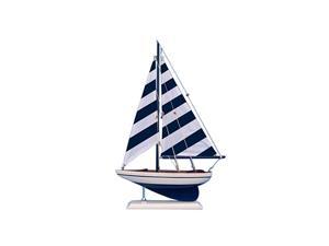 Wooden Blue Striped Pacific Sailer Model Sailboat Decoration 17 quot Wooden Blue Striped Pacific Sailer Model Sailboat Decoration 17 quot