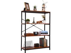 Shelf Bookcase Bookshelf Industrial Style Metal and Wood Bookshelves Open Wide Home Office Book Shelf