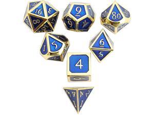 DND Polyhedral Metal Game Dice Gold Blue 7pc Set for Dungeons and Dragons DND RPG MTG Table Games D4 D6 D8 D10 D12 D20 DND Polyhedral Metal Game Dice Gold Blue 7pc Set for Dungeons and Dragons DND RPG MTG Table Games D4 D6 D8 D10 D12 D20